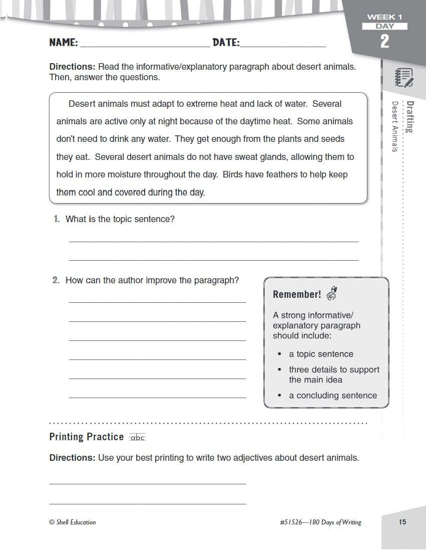 180 Days of Writing for Third Grade - an Easy-To-Use Third Grade Writing Workboo