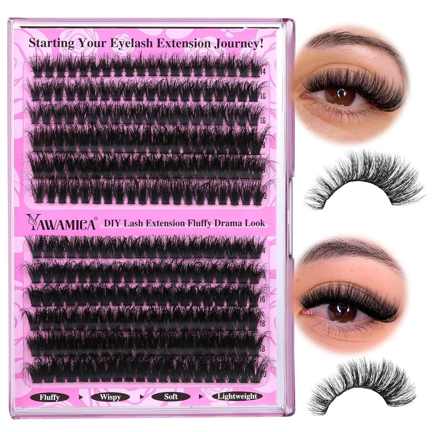 Wispy Individual Lashes Clusters Fluffier Eyelash Extension 150D+200D Thick Volu