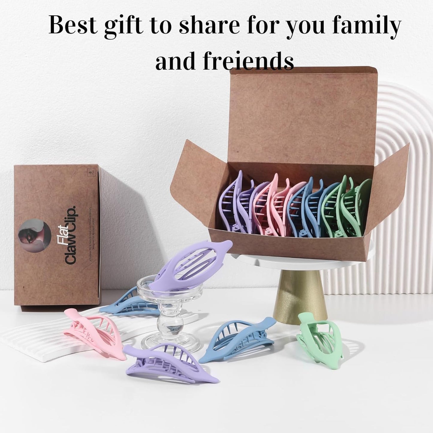 8 Pack Pastel Flat Hair Clips for Girls – Cute Matte Claw Clips in Pink, Blue, G