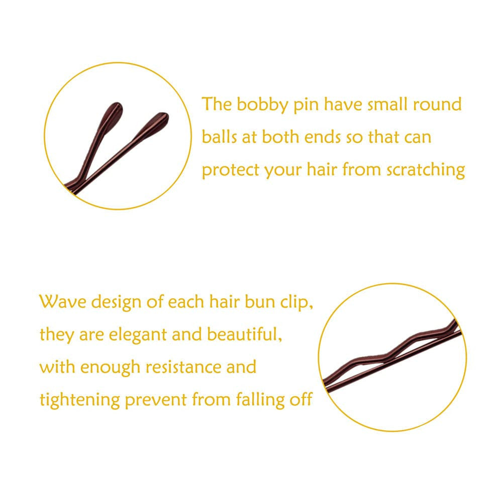 220 Count Mini Wavy 1.38 Inch Bobby Pins Brown, Small Hair Bobby Pins with Stor