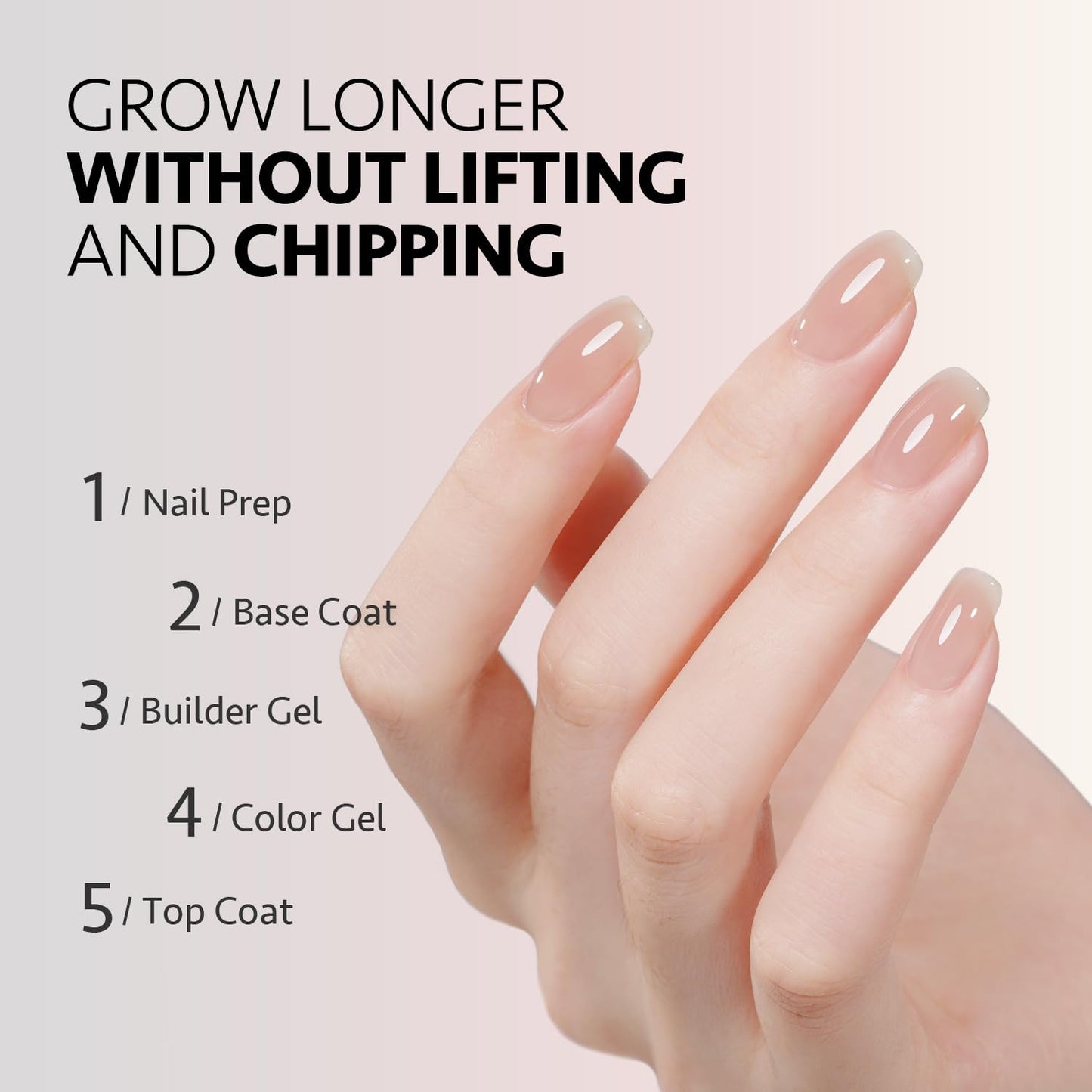 6 Colors Builder Gel Set for Nails, Milky White Pink Nude Sheer Jelly Nail Stren