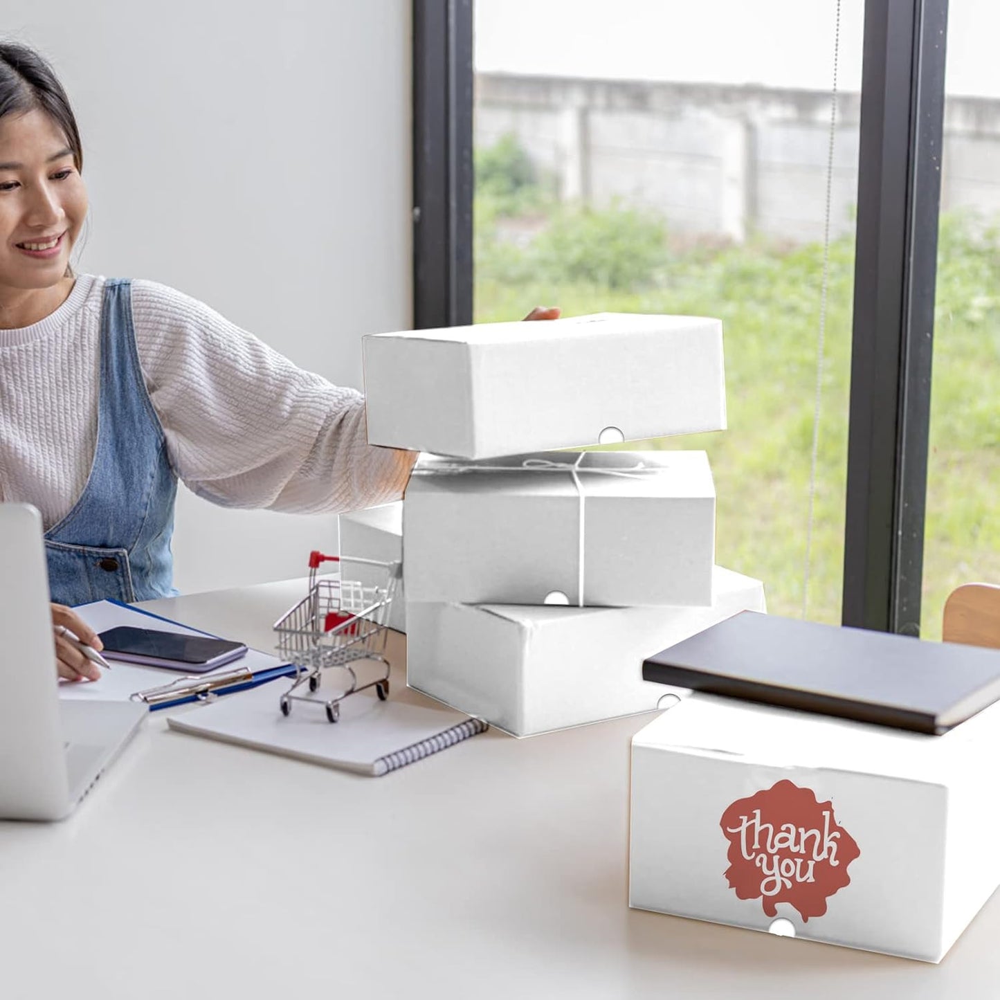 50 Pack 7X5X4 Shipping Boxes for Small Business Packing, White Corrugated Cardbo