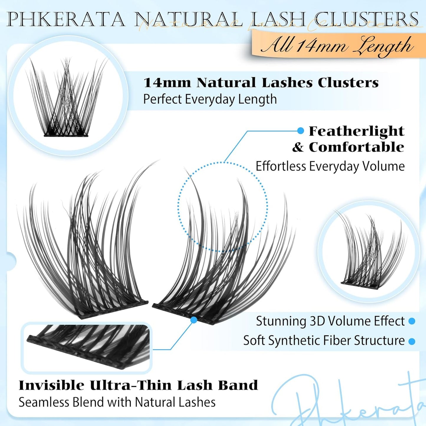14Mm Natural Cluster Lashes Wispy Eyelash Clusters DIY Individual Lashes C Curva
