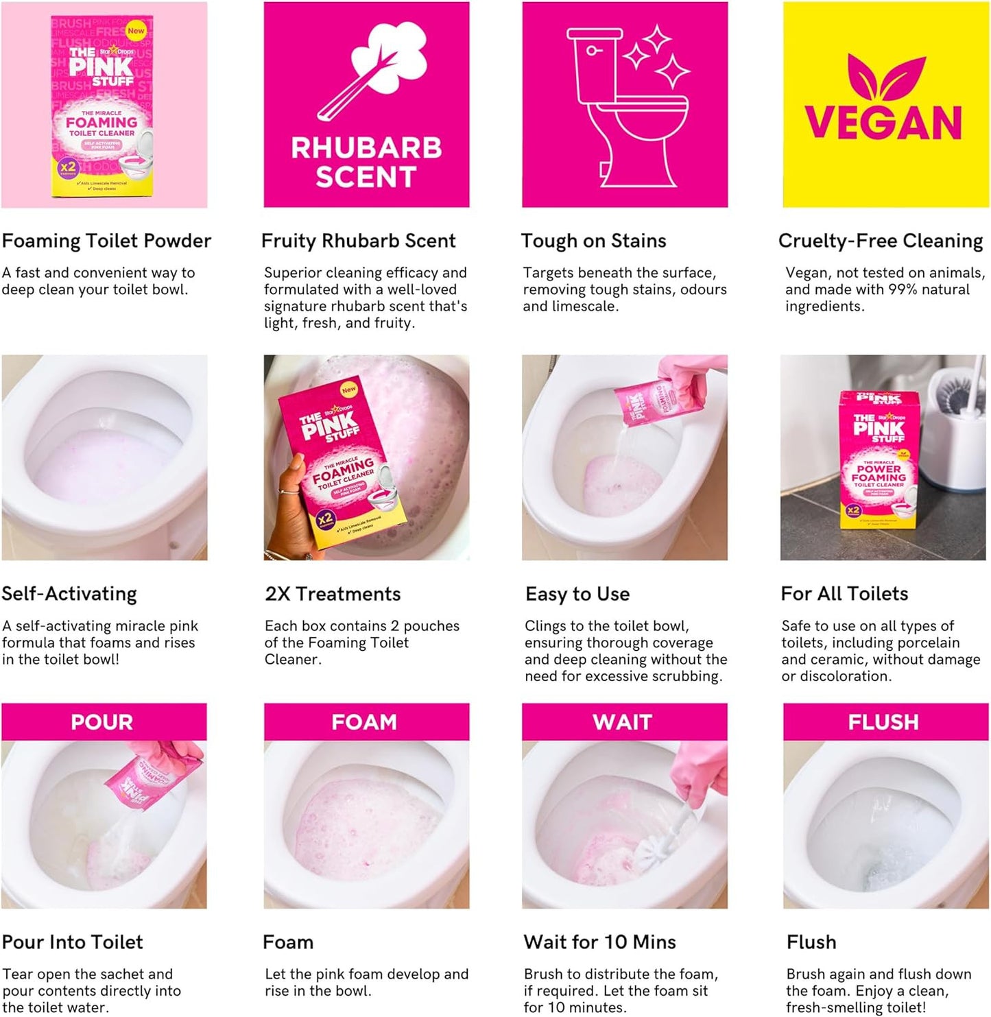 - the Pink Stuff - the Miracle Power Foaming Toilet Cleaner - 2 Treatments - Sel