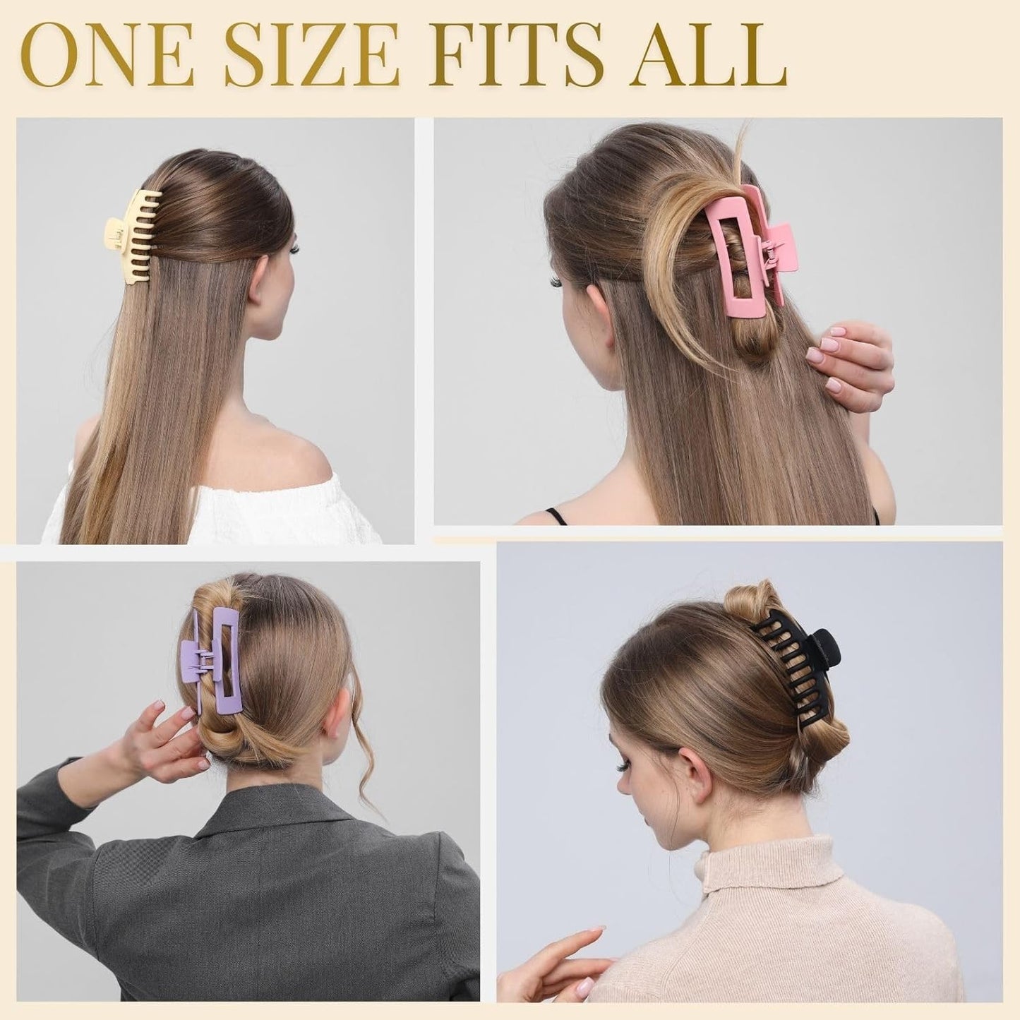 8 Pack Hair Clips for Women 4.3 Inch Large Hair Claw Clips for Women Thin Thick