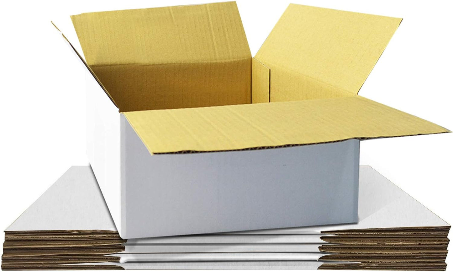 10X7X5 Shipping Boxes, White Corrugated Mailing Cardboard Box for Packing Small
