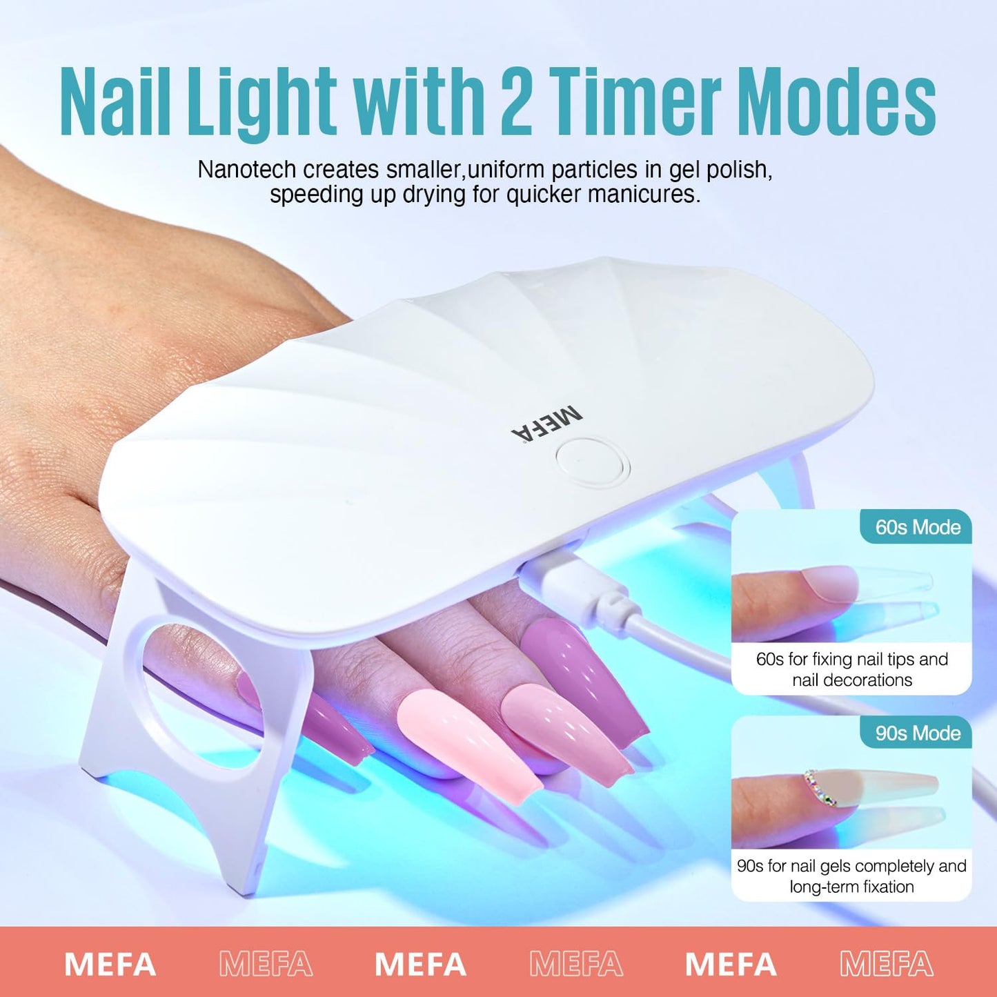 19 Pcs Gel Nail Polish Kit with U V Light, 12 Colors All Seasons Soak off Gel Po