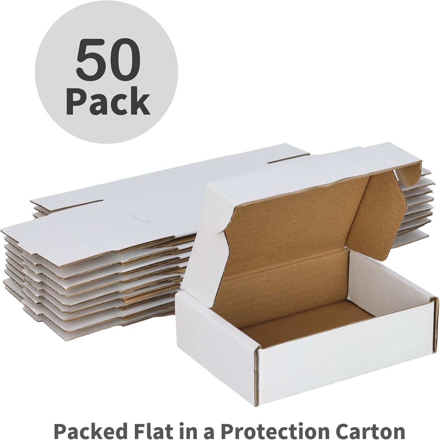 50 Pack 7X5X2 Inches Shipping Boxes, Kraft Corrugated Small Cardboard Boxes Mail
