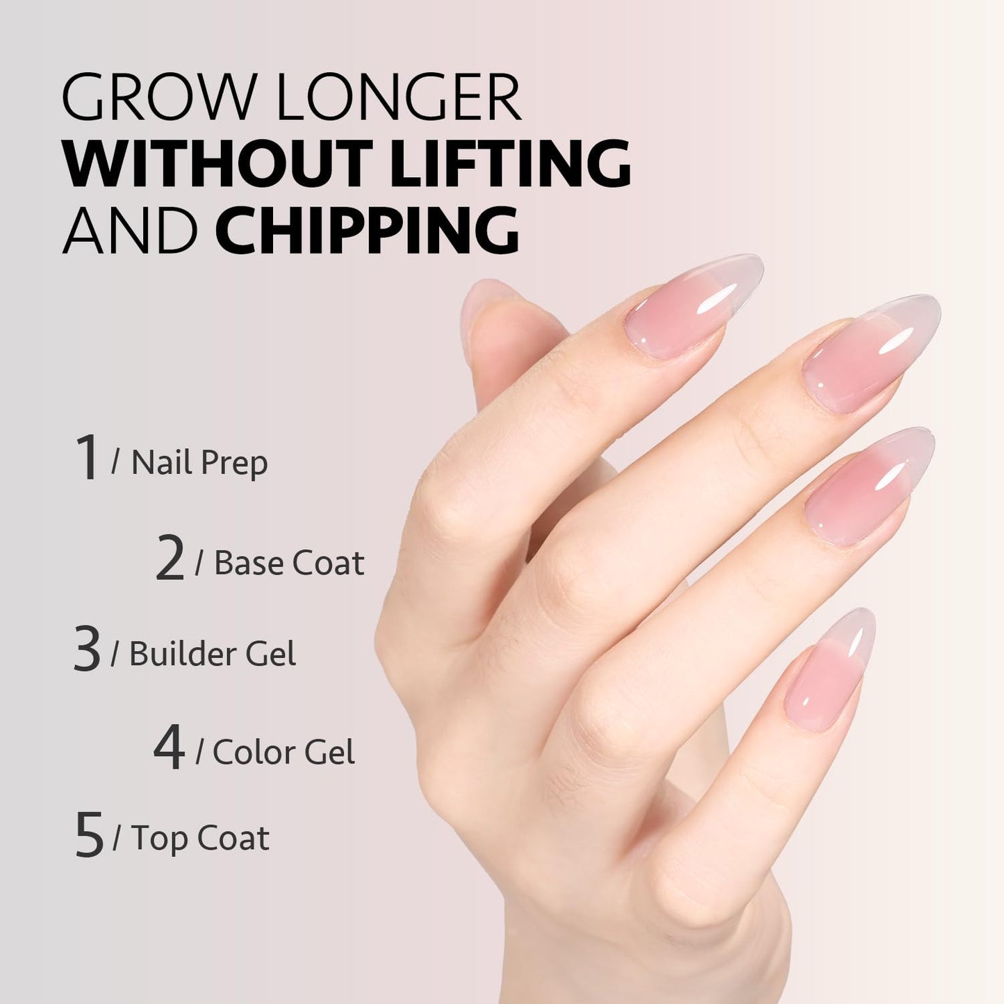6 Colors Builder Gel Set for Nails, Milky White Pink Nude Sheer Jelly Nail Stren