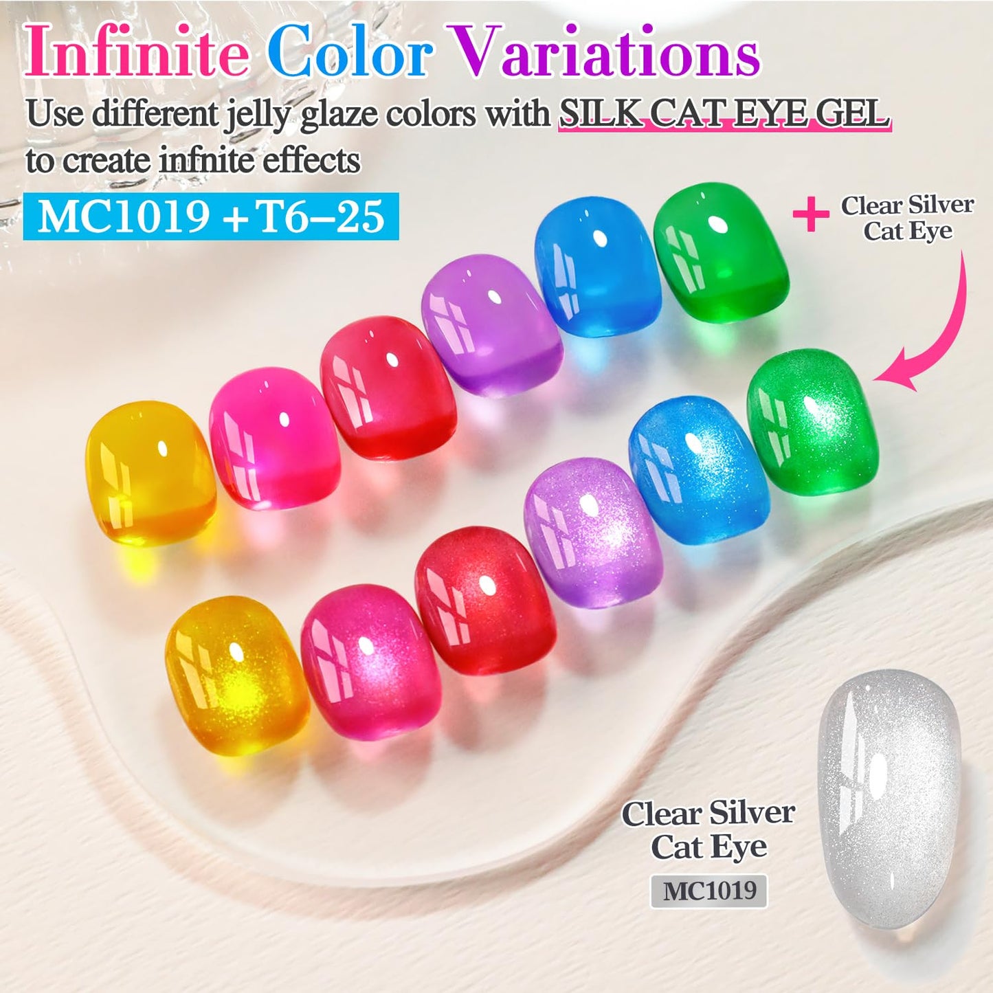 0.5 OZ Cat Eye Gel Polish with Magnet 15ML Holographic Glitter Shimmer Transluce