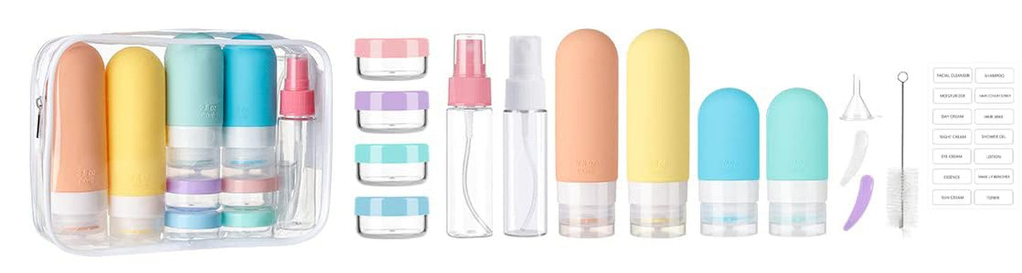 16 Pack Travel Bottles Set - TSA Approved Leak Proof Silicone Squeezable Contain