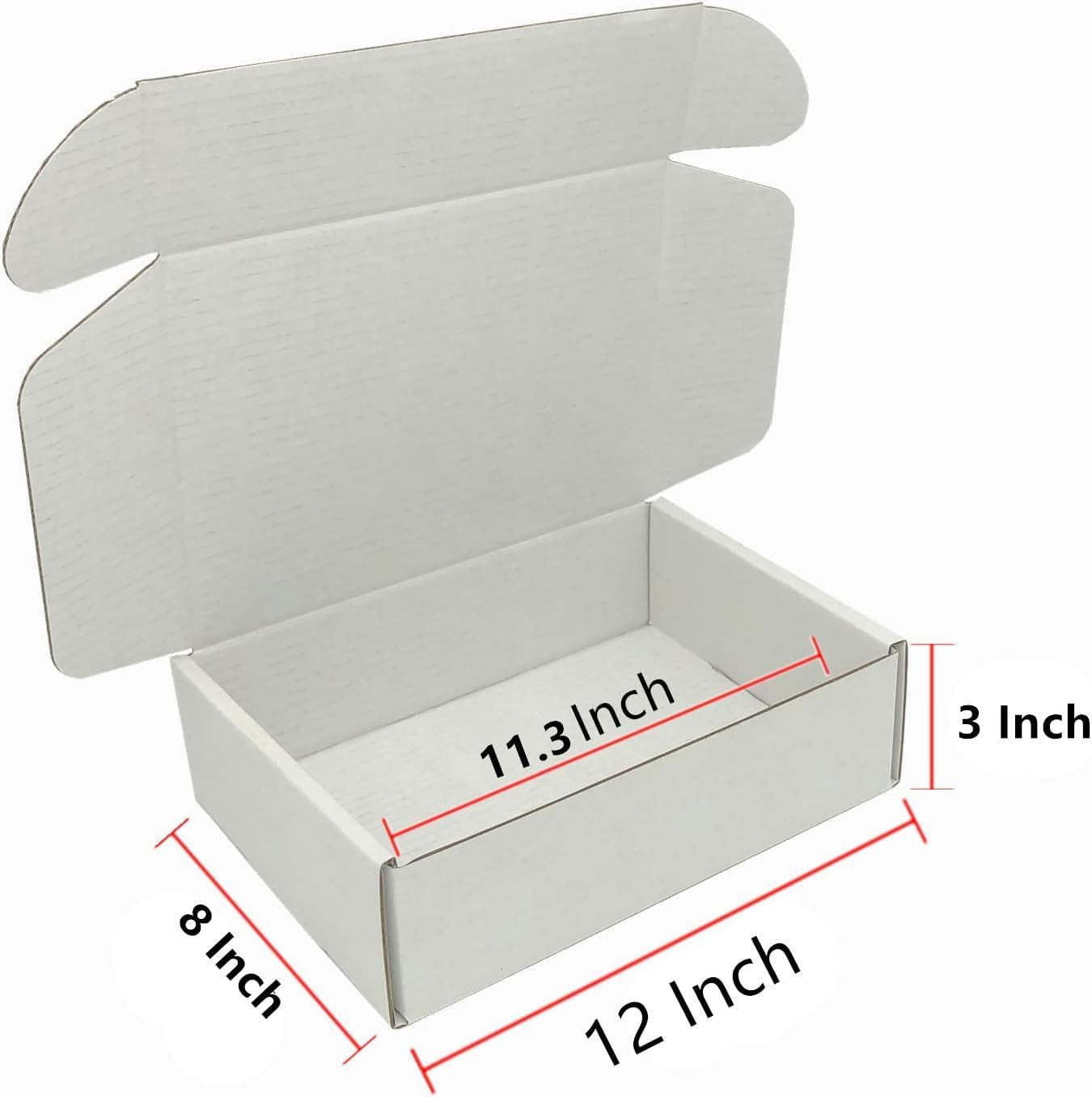 White Cardboard Shipping Box Mailers 12 X 8 X 3 Inch Corrugated Packaging Storag
