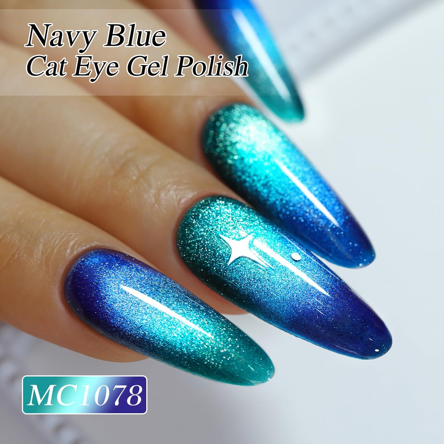 0.5 OZ Cat Eye Gel Polish with Magnet 15ML Holographic Glitter Shimmer Transluce