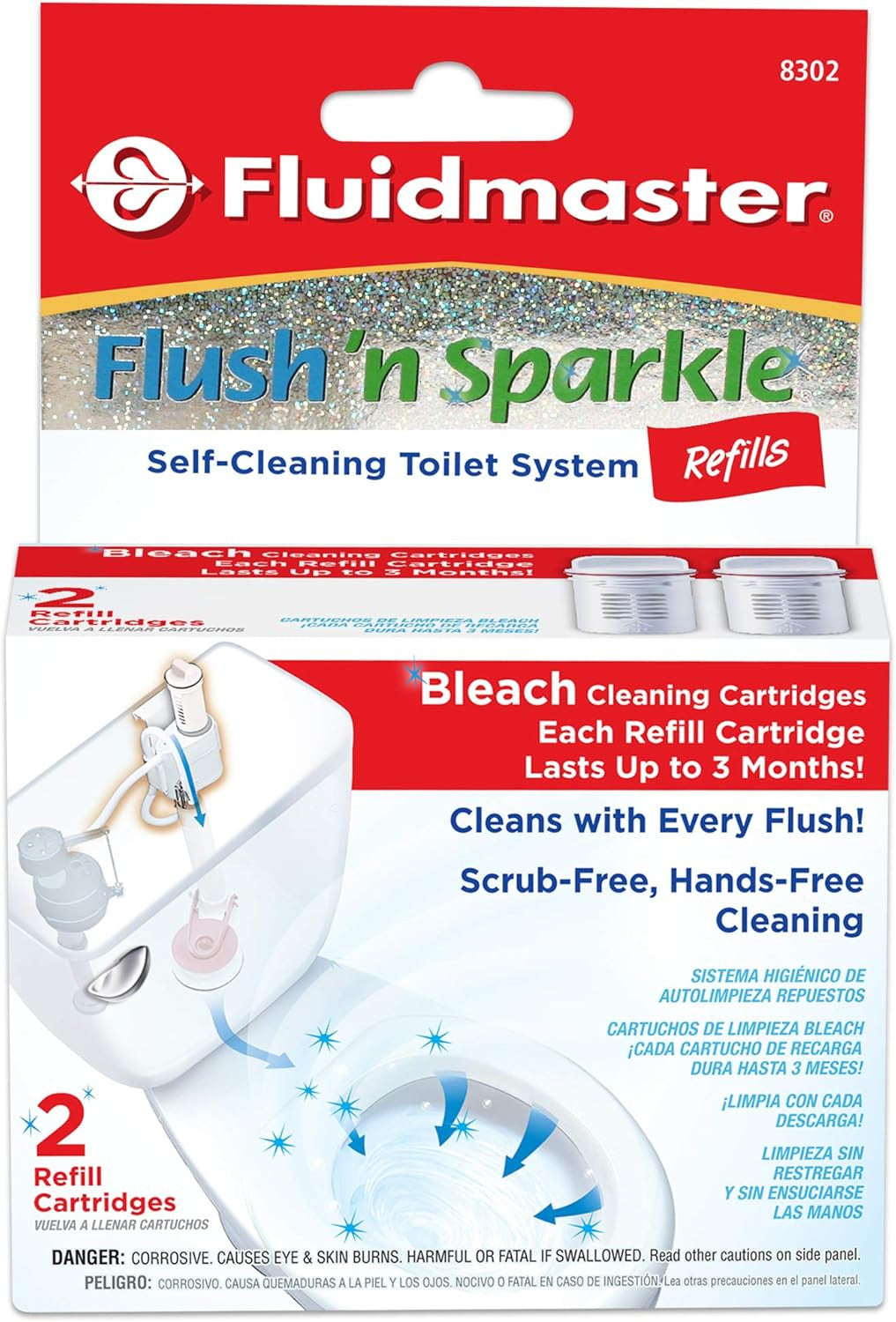 8302P8 Flush 'N Sparkle Automatic Toilet Bowl Cleaning System Bleach Replacement