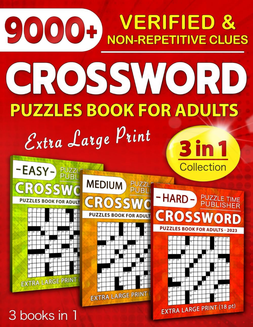 3 in 1 Collection Crossword Puzzles Book for Adults (Eye-Friendly Extra Large Pr