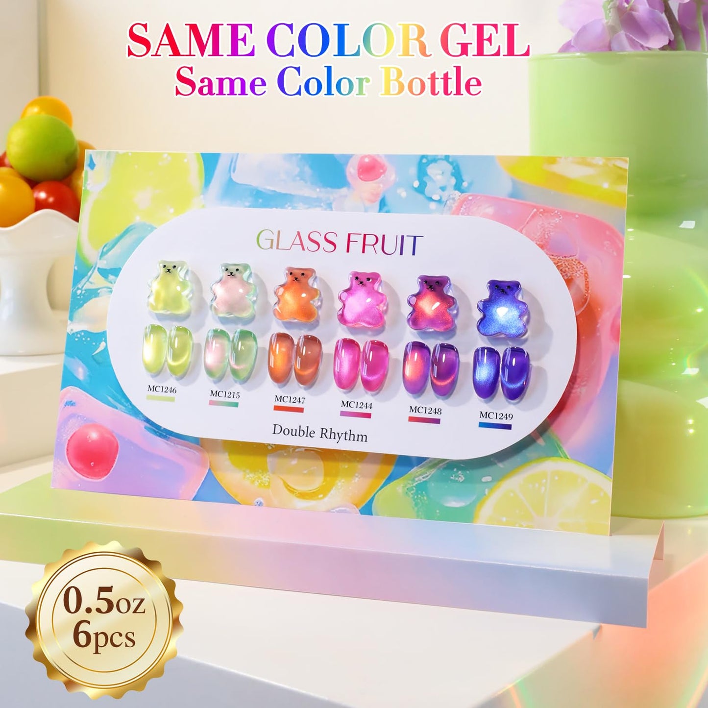 0.5 OZ Cat Eye Gel Polish with Magnet 15ML Same Color Same Bottle Holographic Gl