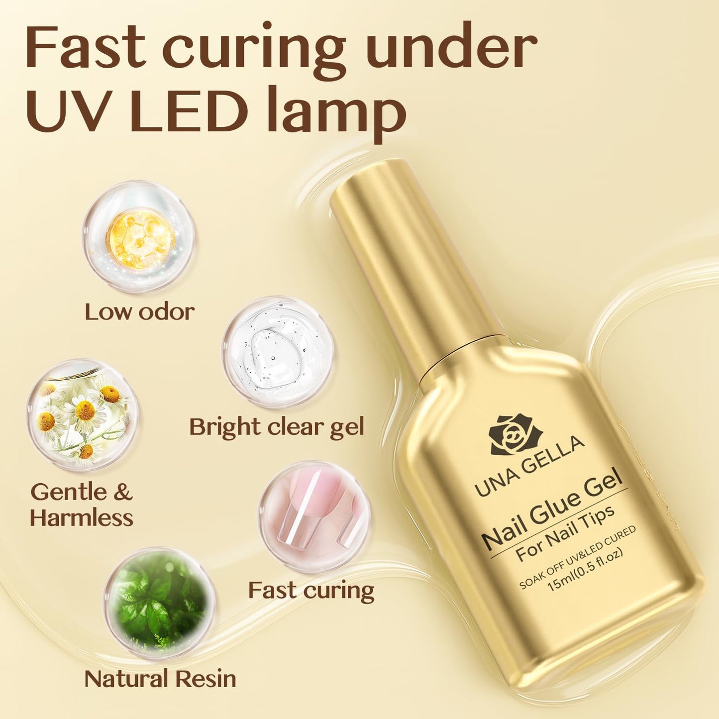6 in 1 Gel Nail Glue for Clear Acrylic Nails Tips, 15Ml UV Nail Glue Long Lastin