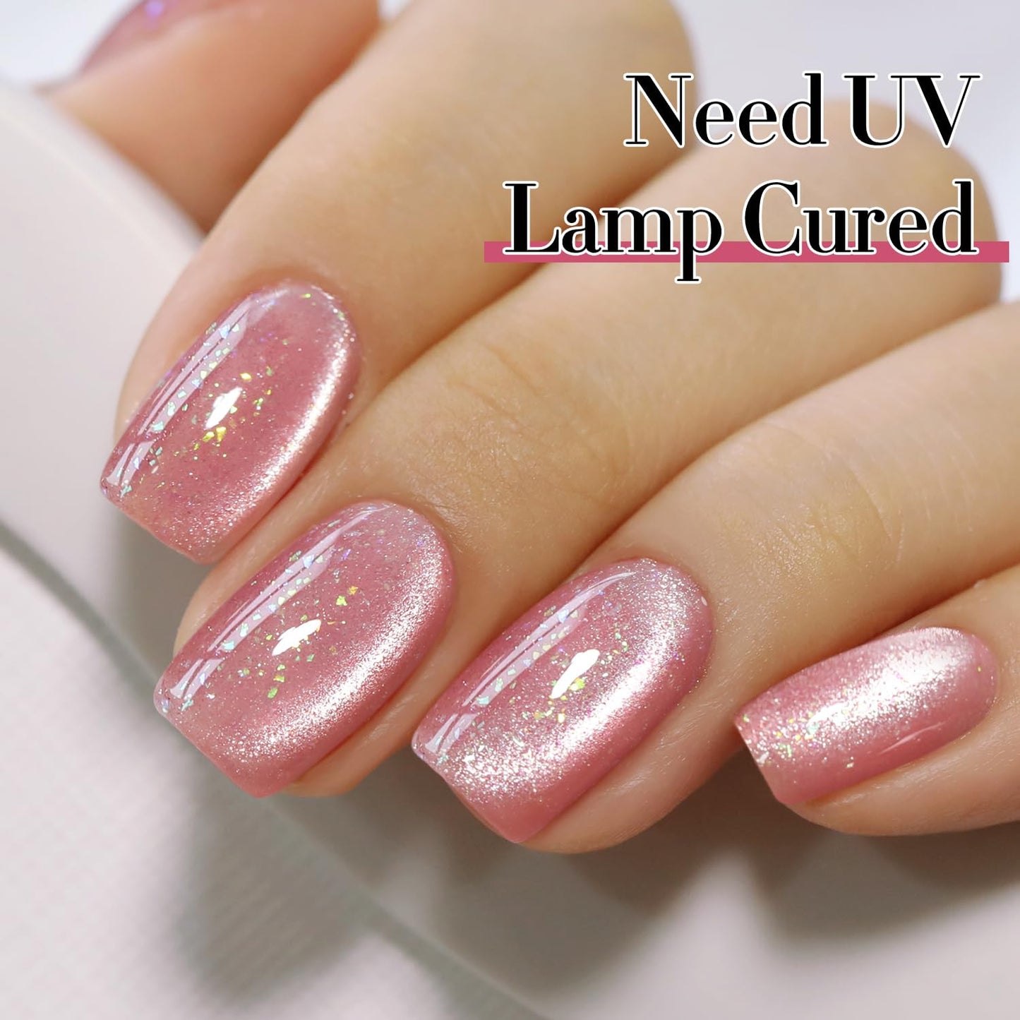 0.5 OZ Cat Eye Gel Polish with Magnet 15ML Holographic Glitter Shimmer Transluce