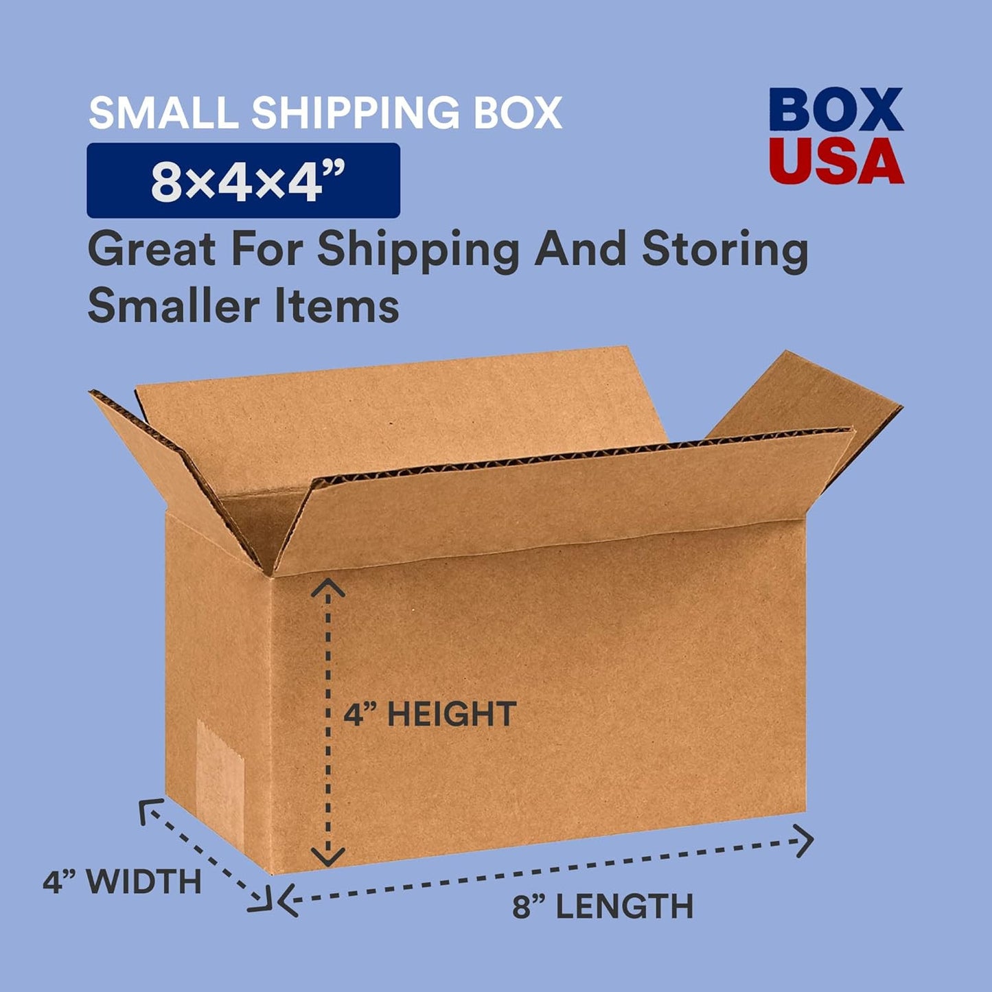 8X4X4 Long Corrugated Boxes, Long, 8L X 4W X 4H, Pack of 25 | Shipping, Packagin