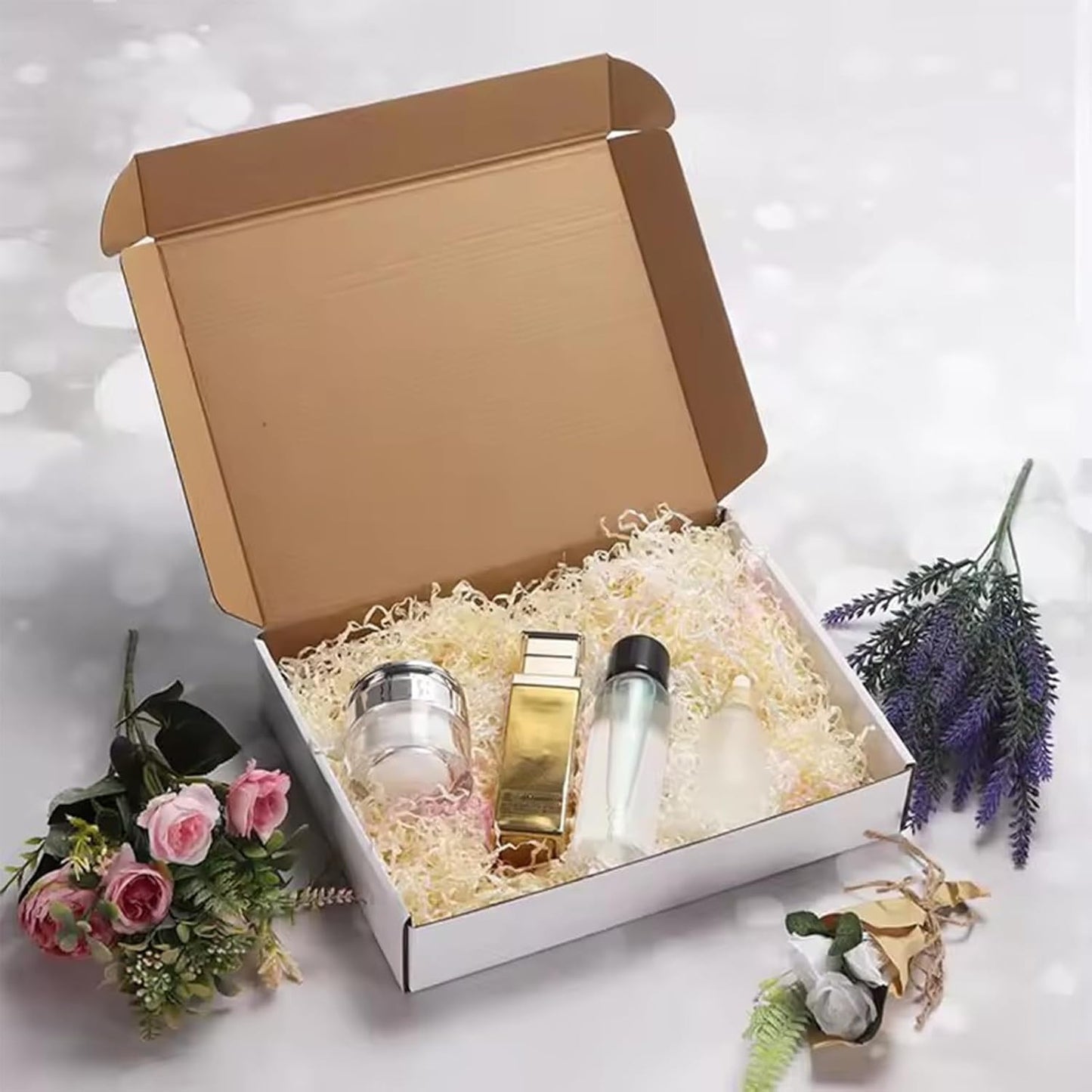 50 Pack 7X5X2 Small Shipping Boxes, White Corrugated Cardboard Packaging Box for