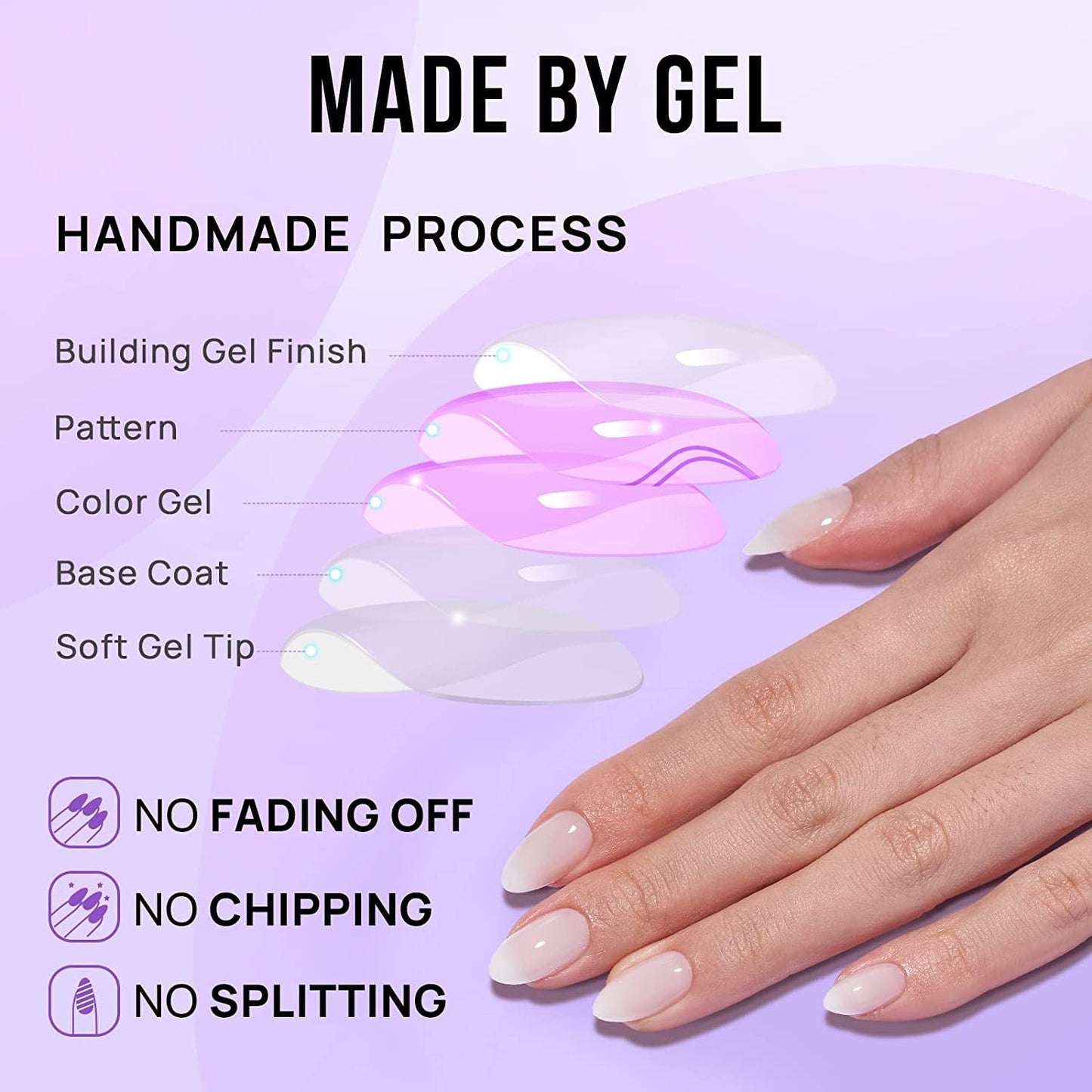 White Press on Nails Short - Soft Gel Press on Nails Almond, White Glue on Nails