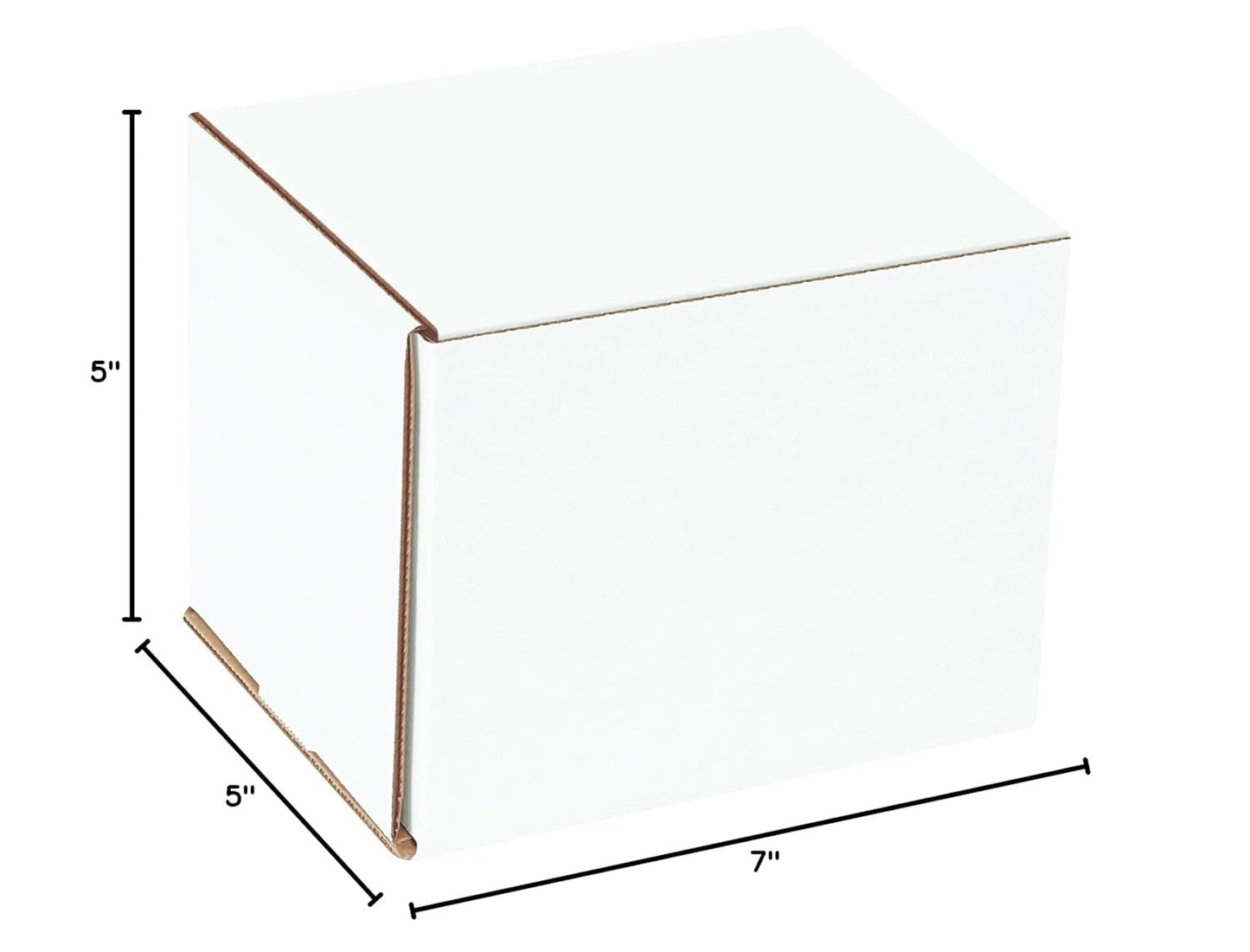 White Corrugated Cardboard Mailing Boxes, 7 X 5 X 5 Inches, Pack of 50, Crush-Pr
