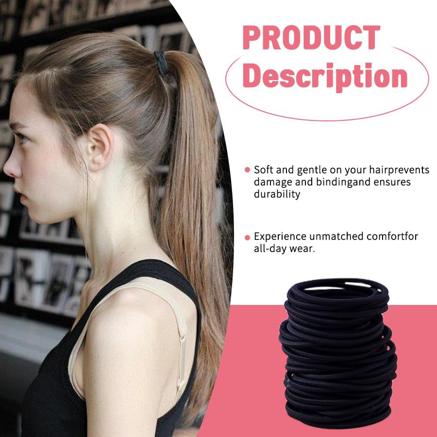 120 Pieces Black Hair Ties for Thick and Curly Hair Ponytail Holders Hair Elasti