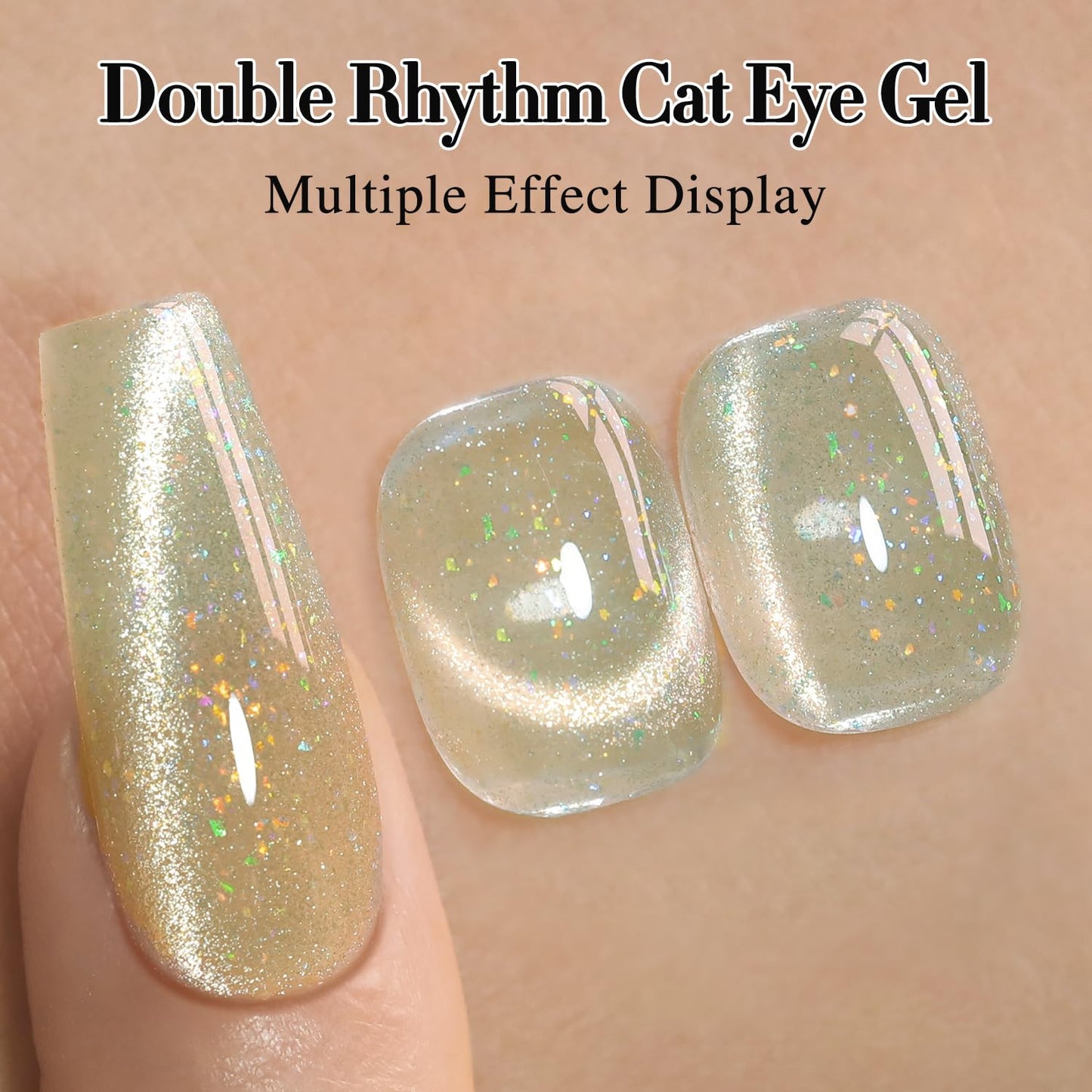 0.5 OZ Cat Eye Gel Polish with Magnet 15ML Holographic Glitter Shimmer Transluce