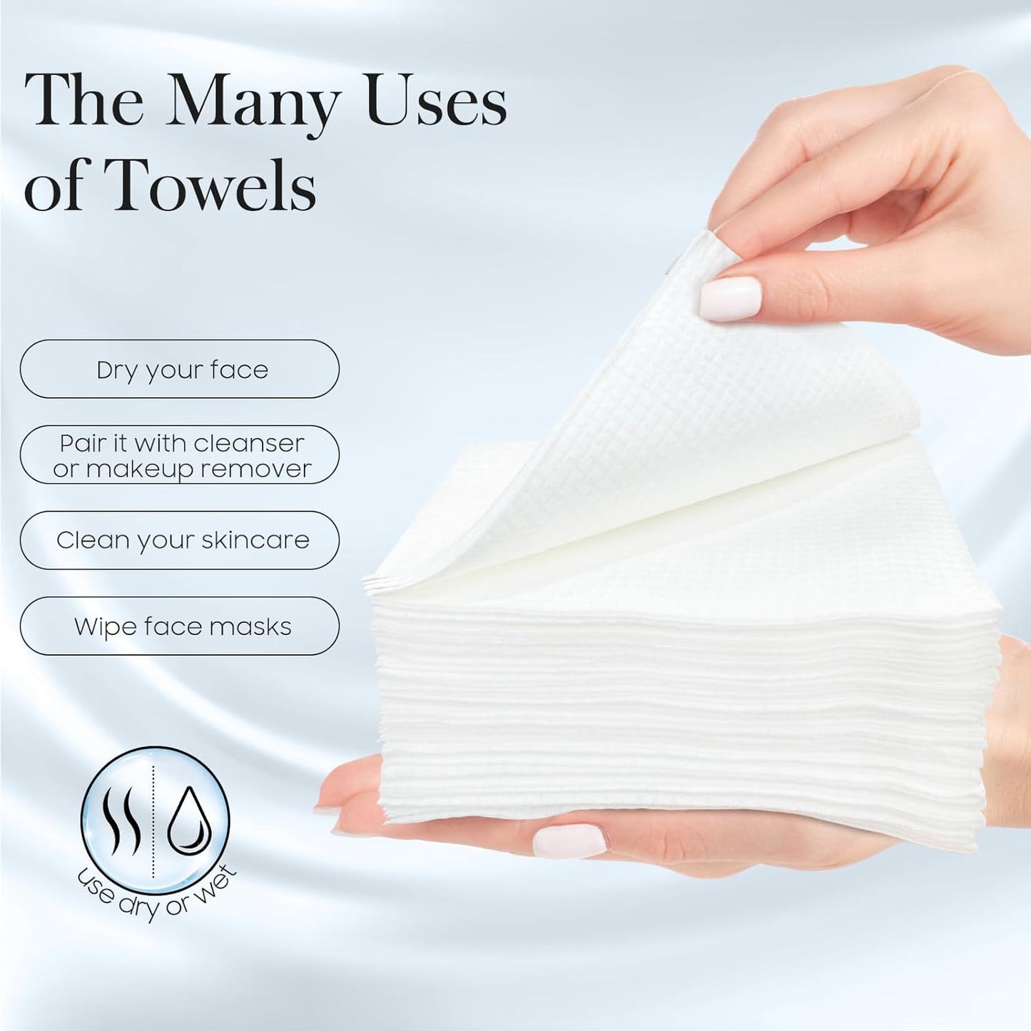 100 Count (2 Box) XL Disposable Face Towels 10” X 12”, 100% Viscose Fibre, Soft
