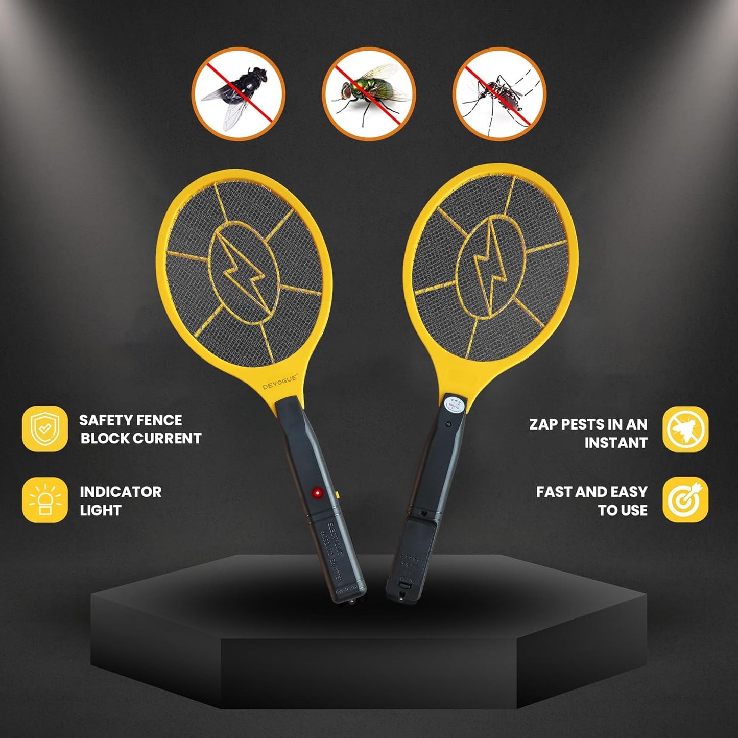 ® Electric Fly Swatter Bug Zapper Battery Operated Flies Killer Indoor & Outdoor