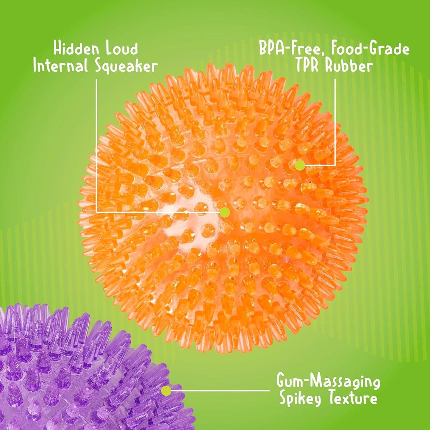 ™ 4.5” Spiky Squeaker Ball Dog Toy - Extra Large, Cleans Teeth and Promotes Good