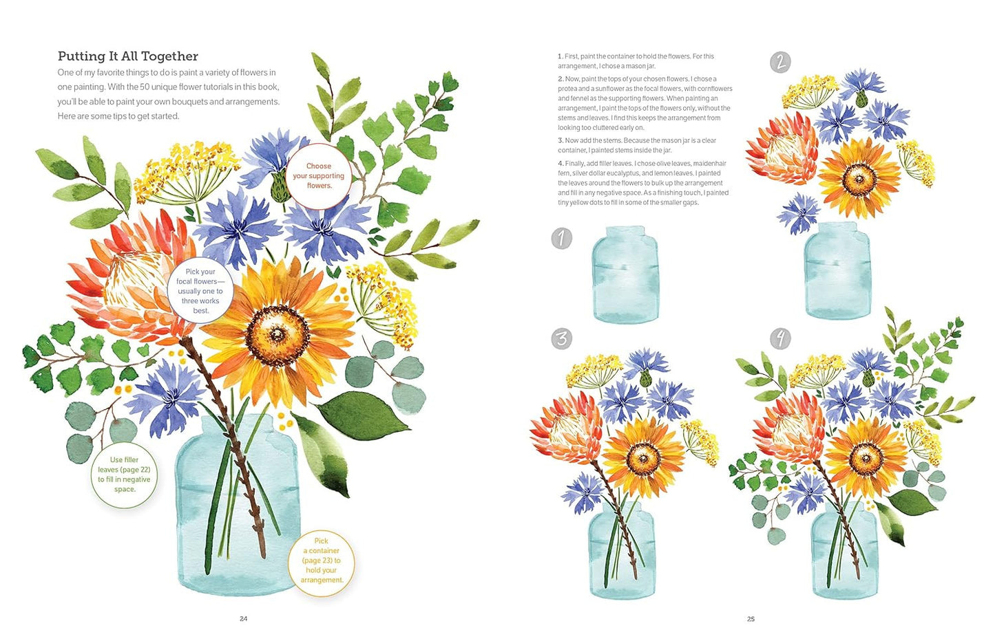Watercolor the Easy Way Flowers: Step-By-Step Tutorials for 50 Flowers, Wreaths,
