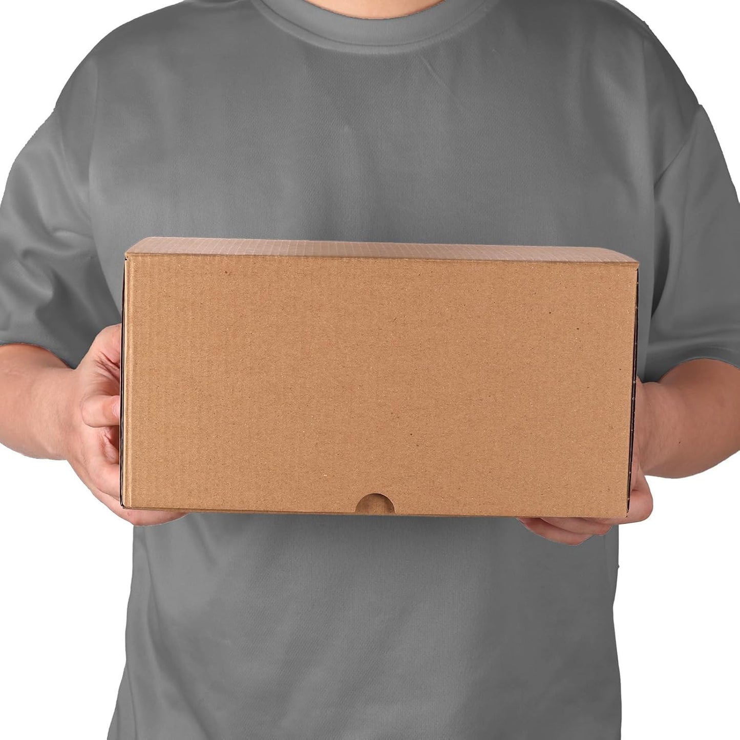 10X7X5 Shipping Boxes Set of 6, Medium Cardboard Boxes with Arch Opening, Brown