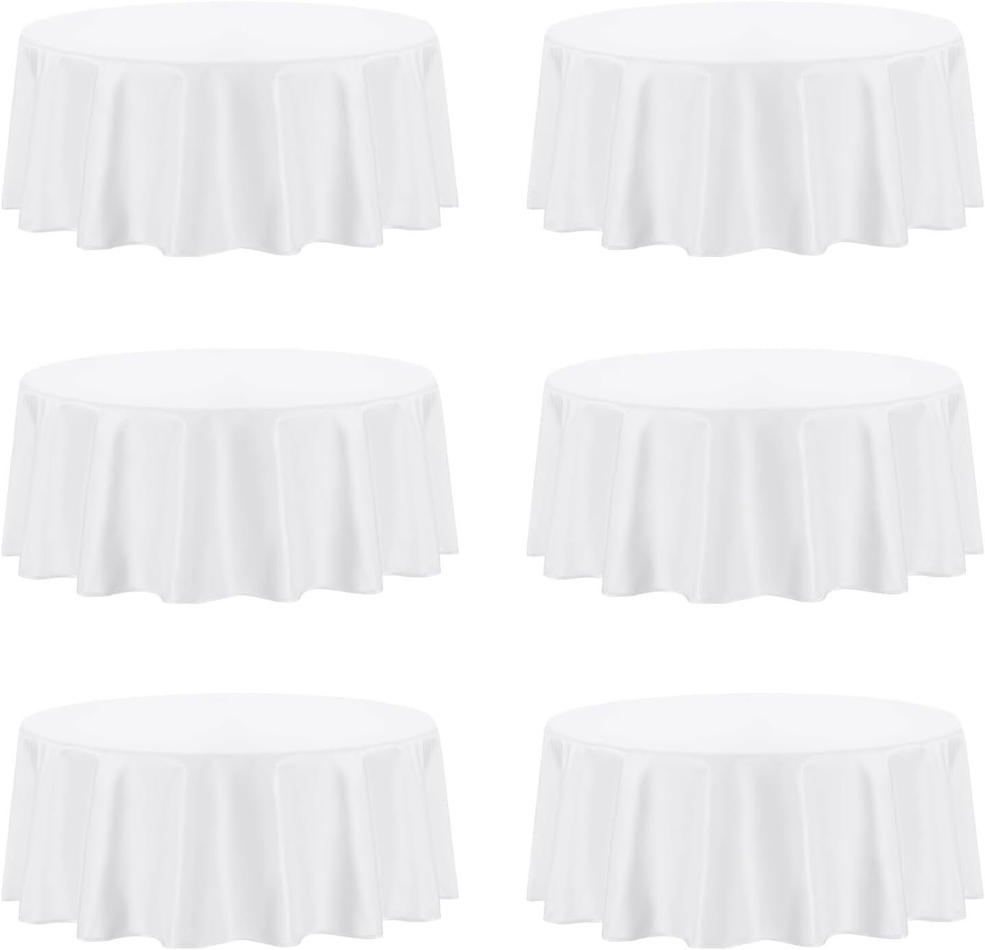 6 Pack round White Table Cloths 120 Inch for round Tables, Stain and Wrinkle Res