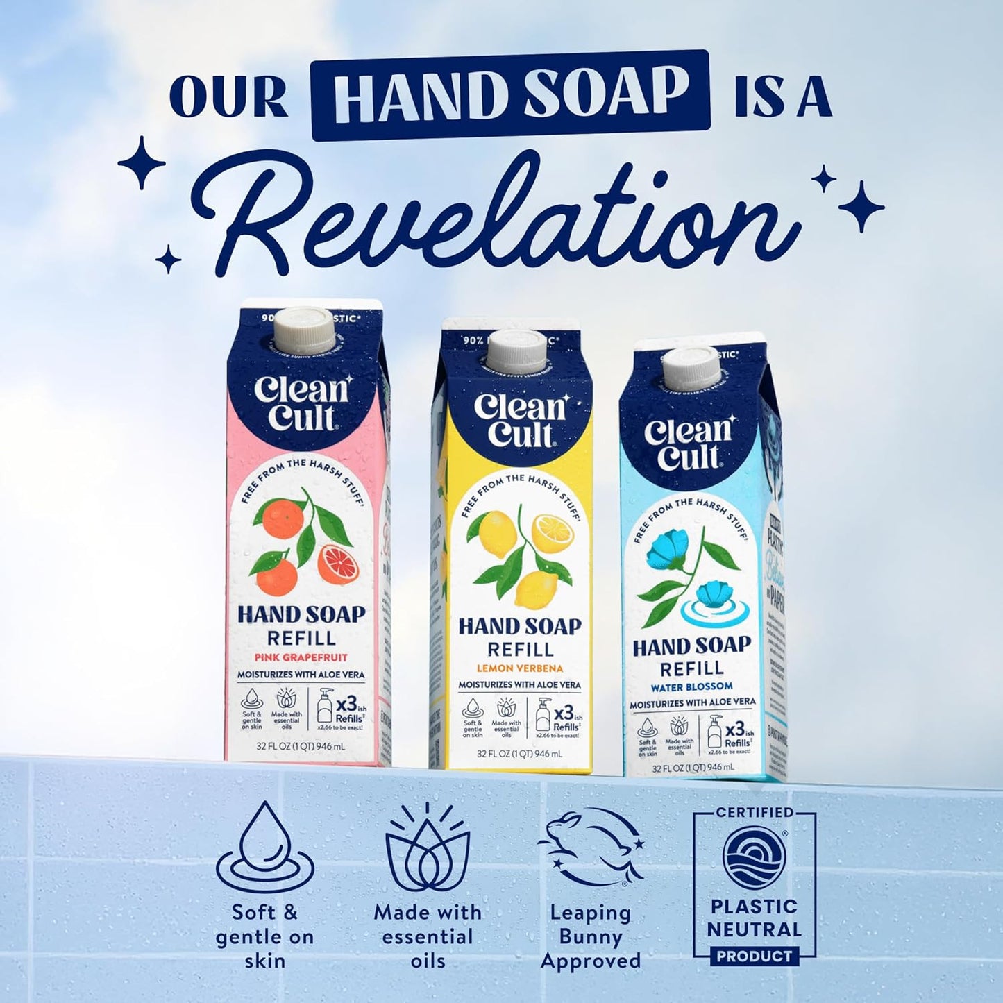 - Liquid Hand Soap Refills - Sea Minerals - Gentle on Sensitive Skin - Made with