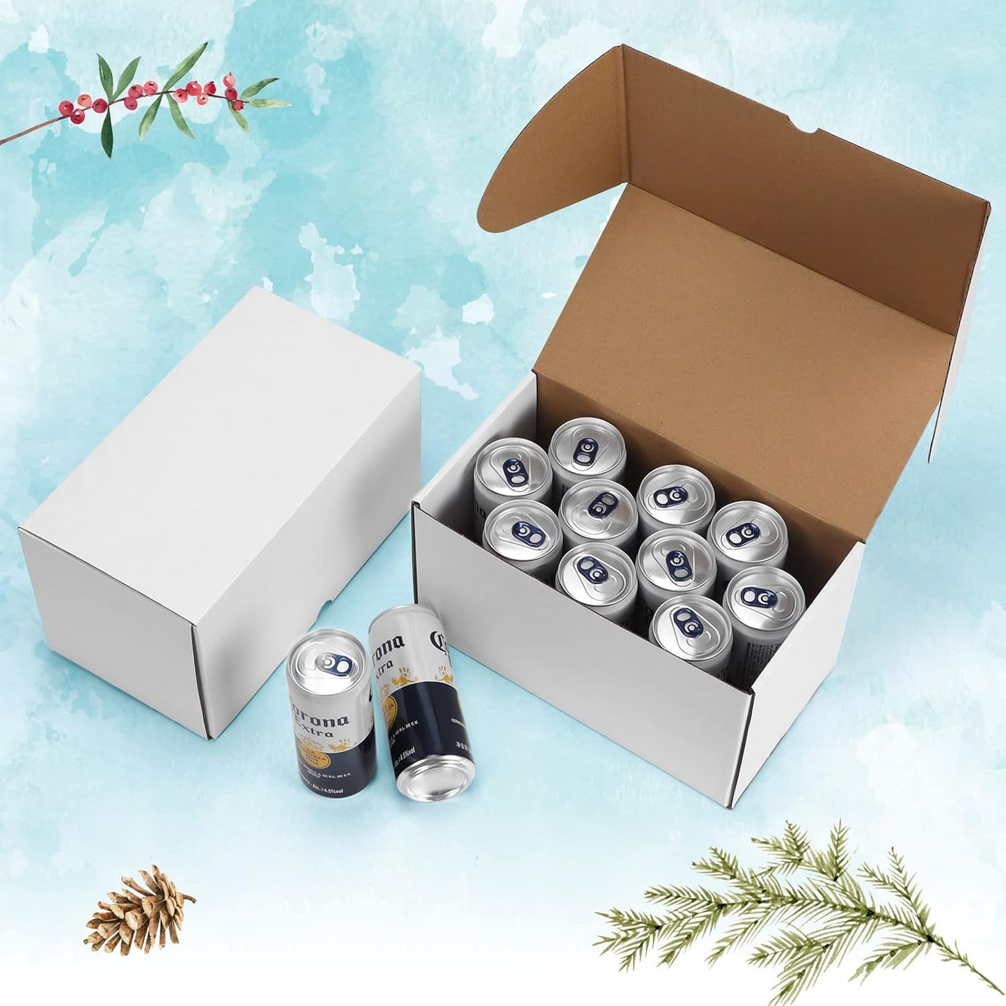 50 Pack 7X5X4 Shipping Boxes for Small Business Packing, White Corrugated Cardbo