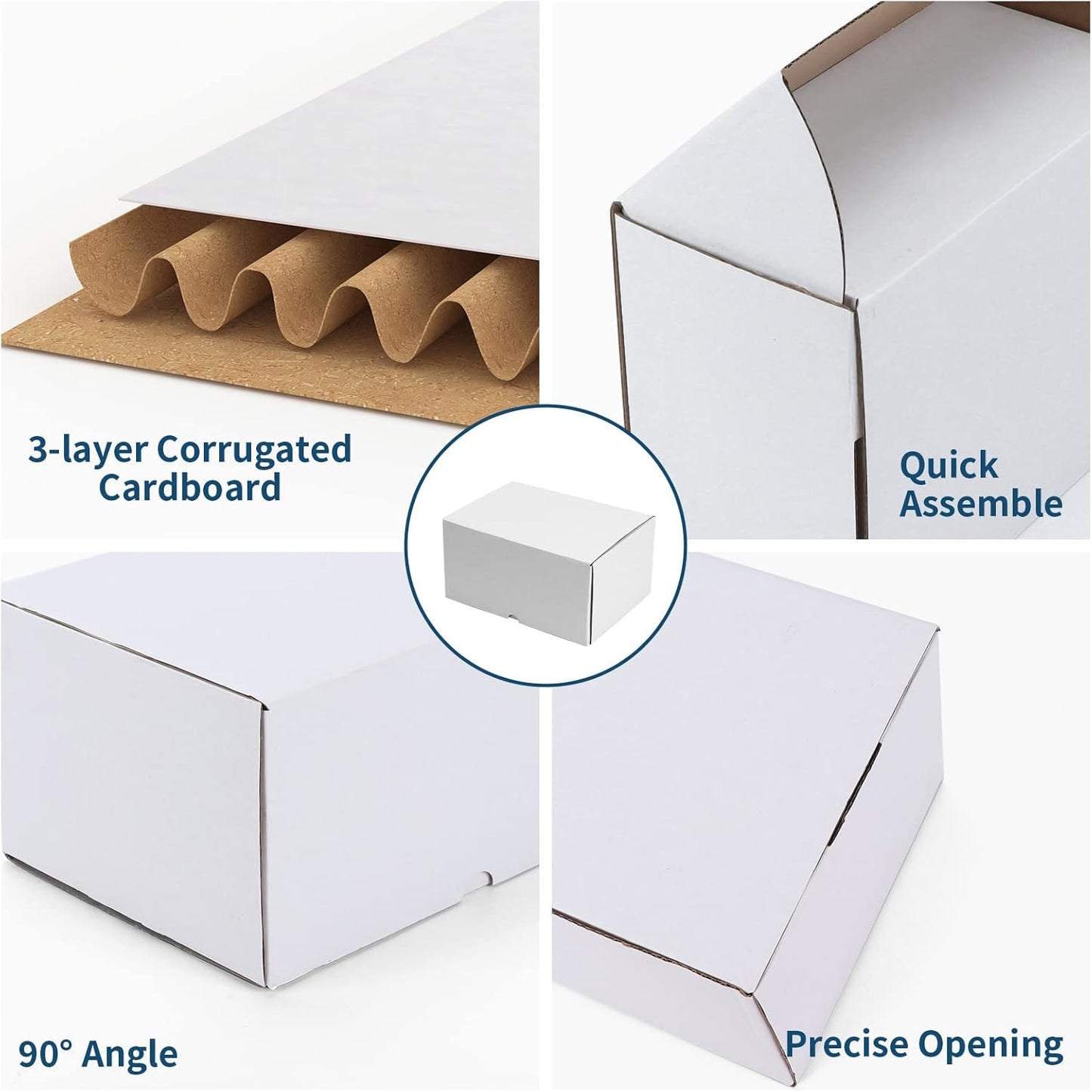 10X7X5 White Shipping Boxes Set of 20, Corrugated Cardboard Mailer Boxes for Pac