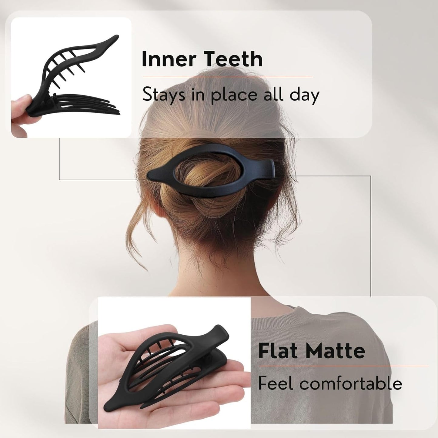 8 Pack Flat Hair Clips for Women,Matte No Crease Flat Claw Clips, Large Strong H