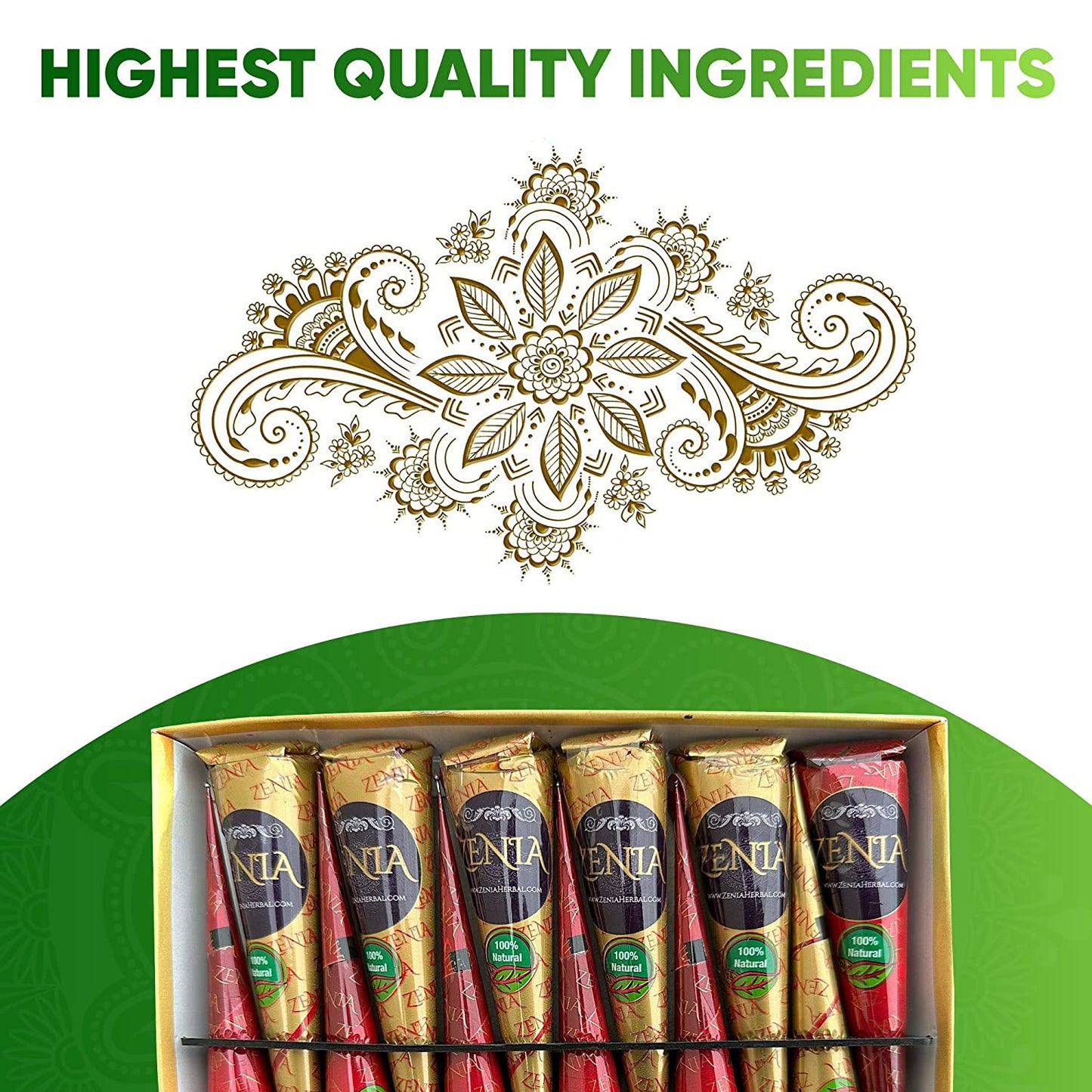 (Pack of 24) 100% Natural Henna Hair Color Paste Hair Dye Cones Dark Reddish-Bro