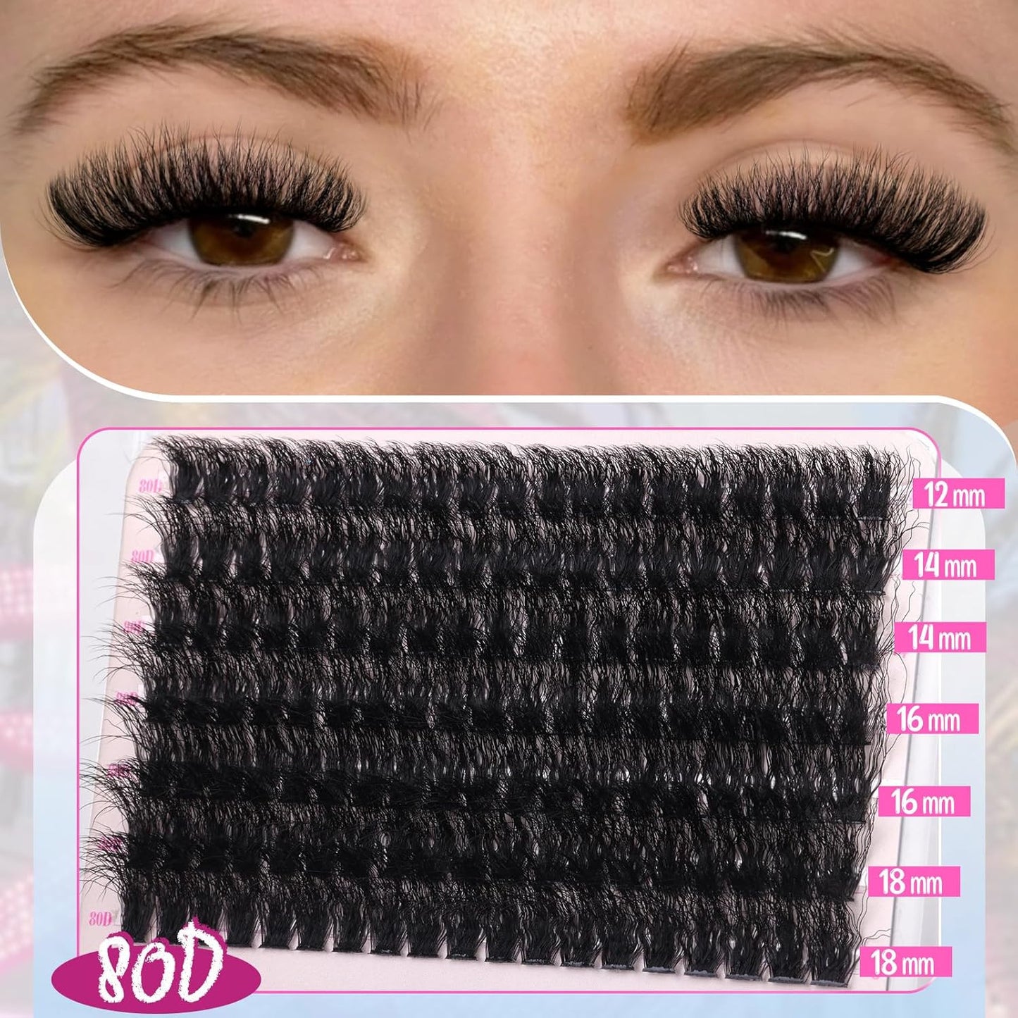 Wispy Eyelash Clusters 12-18Mm Mix 80D 100D Volume Fluffier Cluster Lashes D Cur