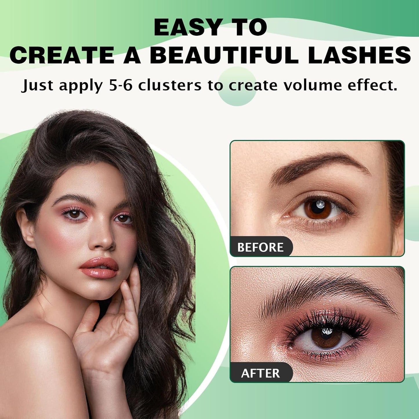 Volume Wispy Lash Extension 96Pcs Individual Lashes D Curl 14Mm Soft&Comfortable