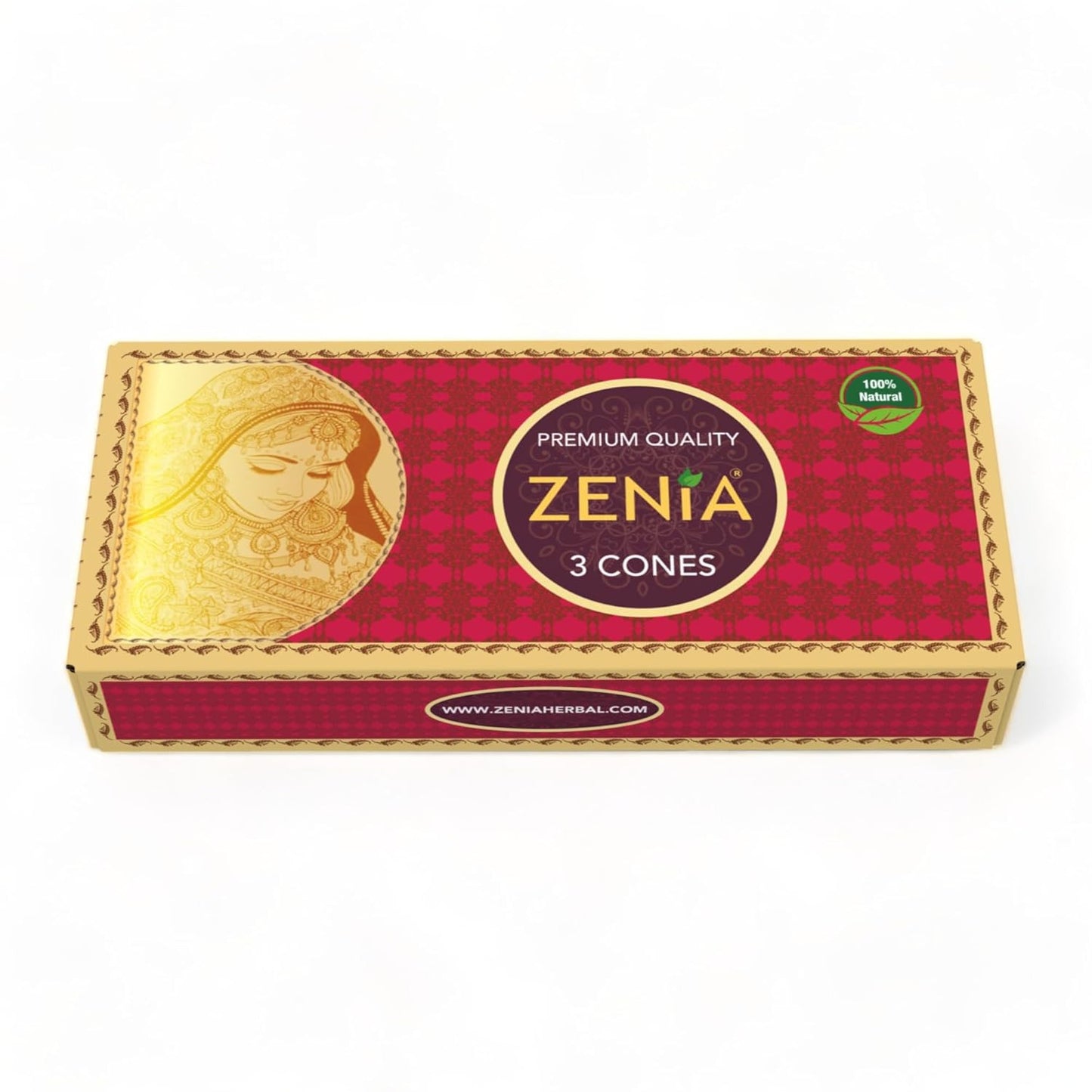 (Pack of 3) 100% Natural Henna Hair Color Paste Hair Dye Cones Dark Reddish-Brow