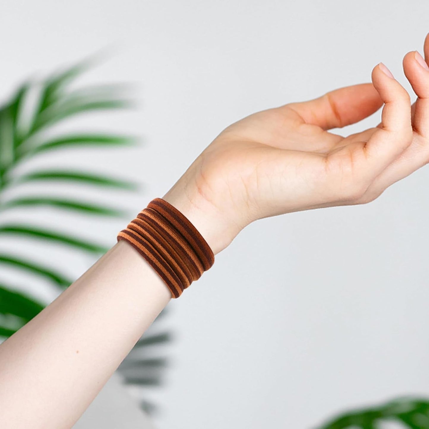 50PCS Thick Hair Ties, Cotton Hair Bands for Thick Curly Heavy Hair, Brown, 2 In