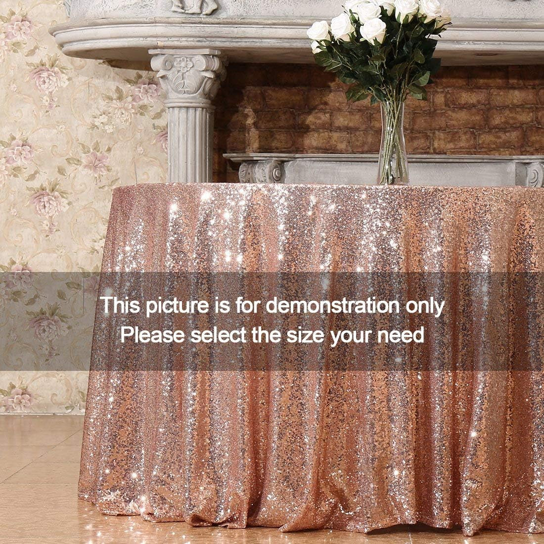 120 Inch round Rose Gold Sequin Tablecloth for Party Cake Dessert Table Exhibiti