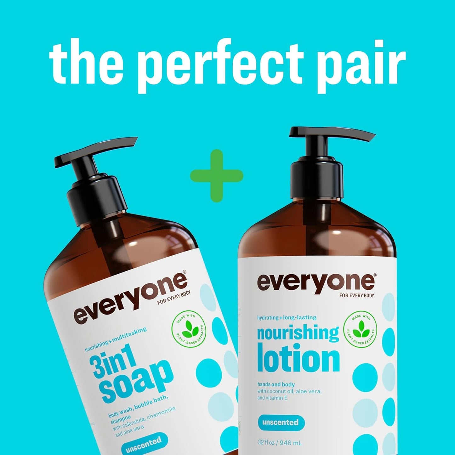 3-In-1 Soap, Body Wash, Bubble Bath, Shampoo, 32 Ounce (Pack of 2), Unscented, M
