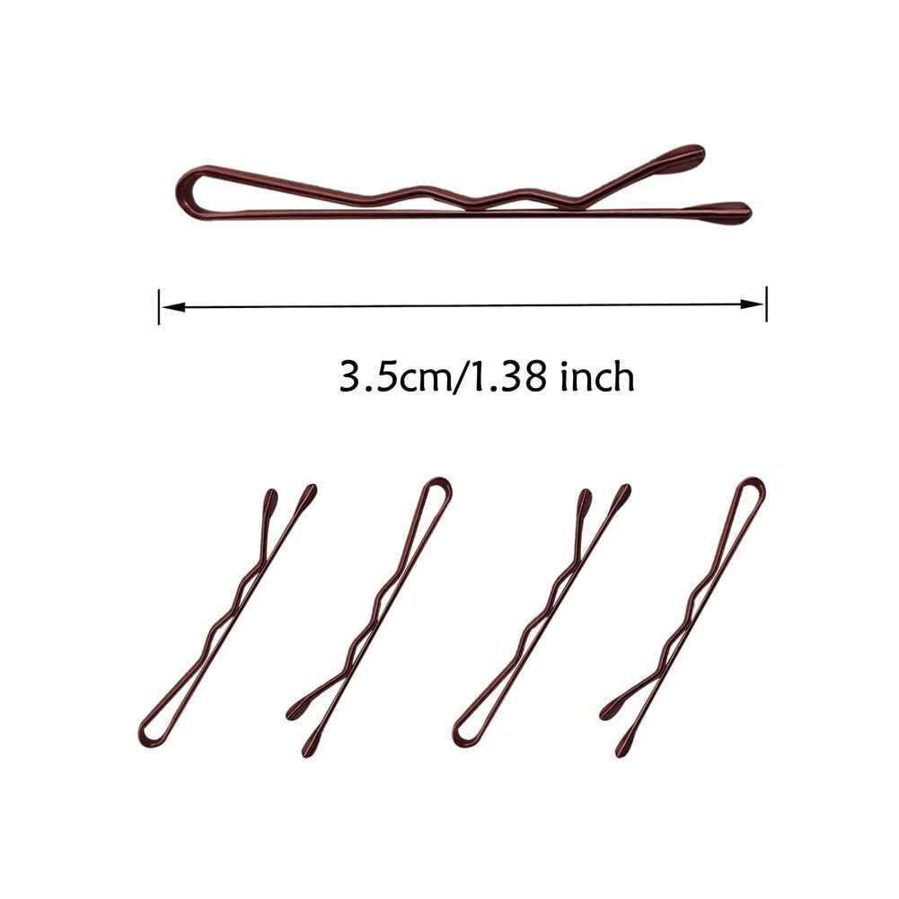220 Count Mini Wavy 1.38 Inch Bobby Pins Brown, Small Hair Bobby Pins with Stor