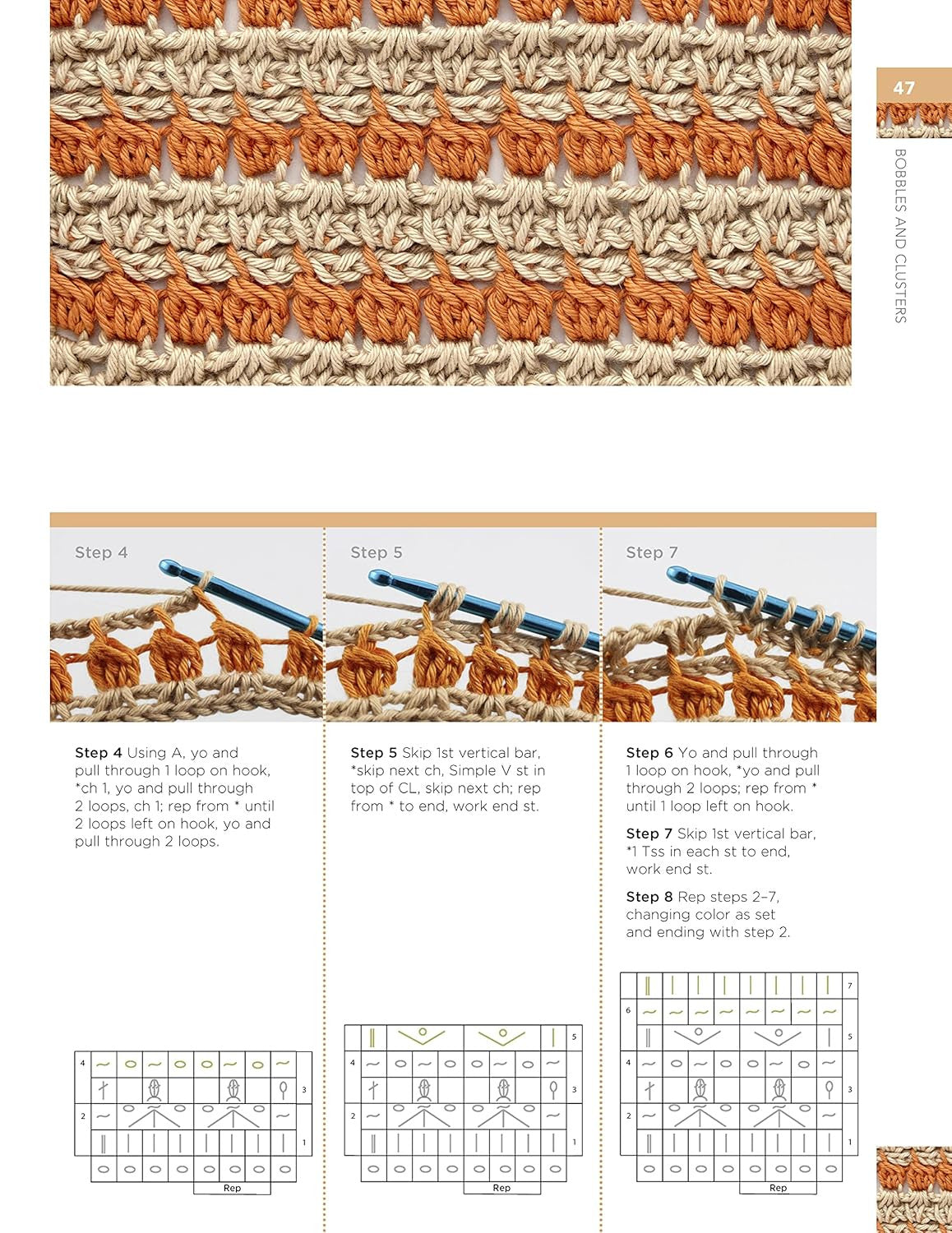 Tunisian Crochet Stitch Dictionary: 150 Essential Stitches with Actual-Size Swat