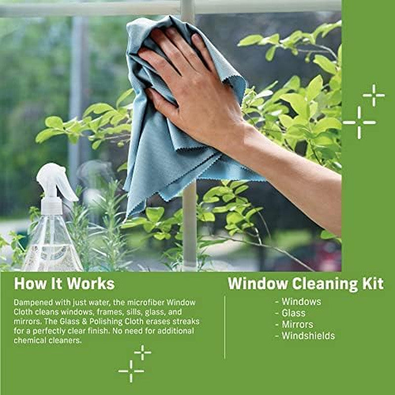 Window Cleaning Cloth - Eco Packaging - Glass Cleaning Cloth, Streak-Free Window