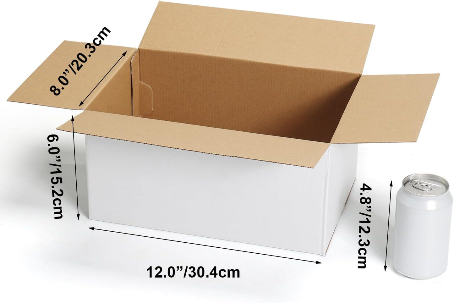 12X8X6 White Shipping Boxes Set of 15, White Corrugated Cardboard Boxes for Smal