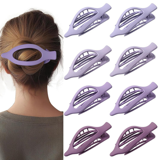 8 Pack Purple Flat Hair Clips – Cute Matte French Purple Claw Clips for Girls &